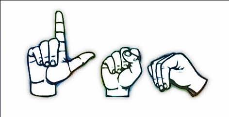 Tres manos representando letras 